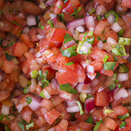 Fresh homemade salsa with diced tomatoes, onions, jalapenos, and cilantro